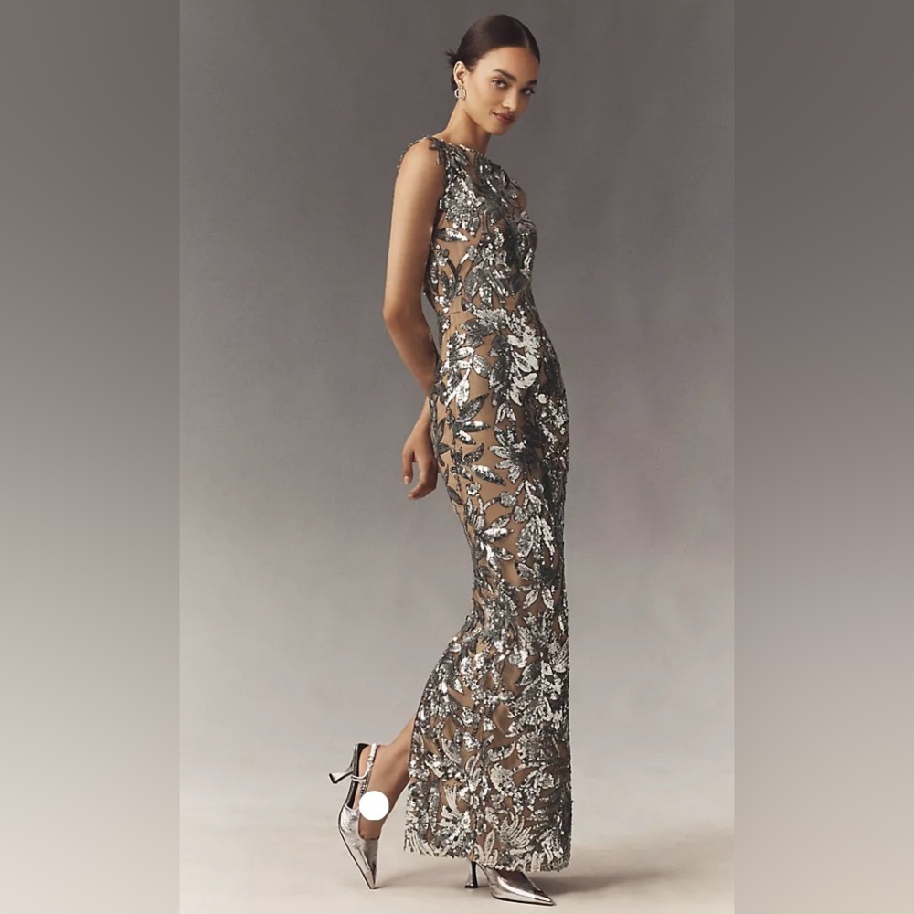 NEW Bronx and Banco Violet Sequin Maxi Dress Size M